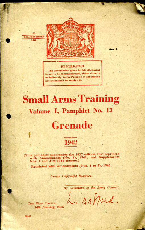 Small Arms Training No13;  Grenade 1942