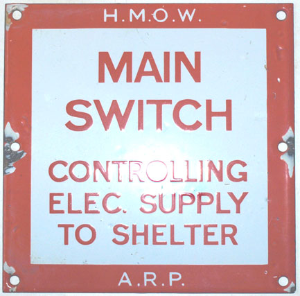 Enamel ARP Shelter power supply sign £70
