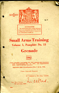 Small Arms Training No13;  Grenade 1942 1946 edition