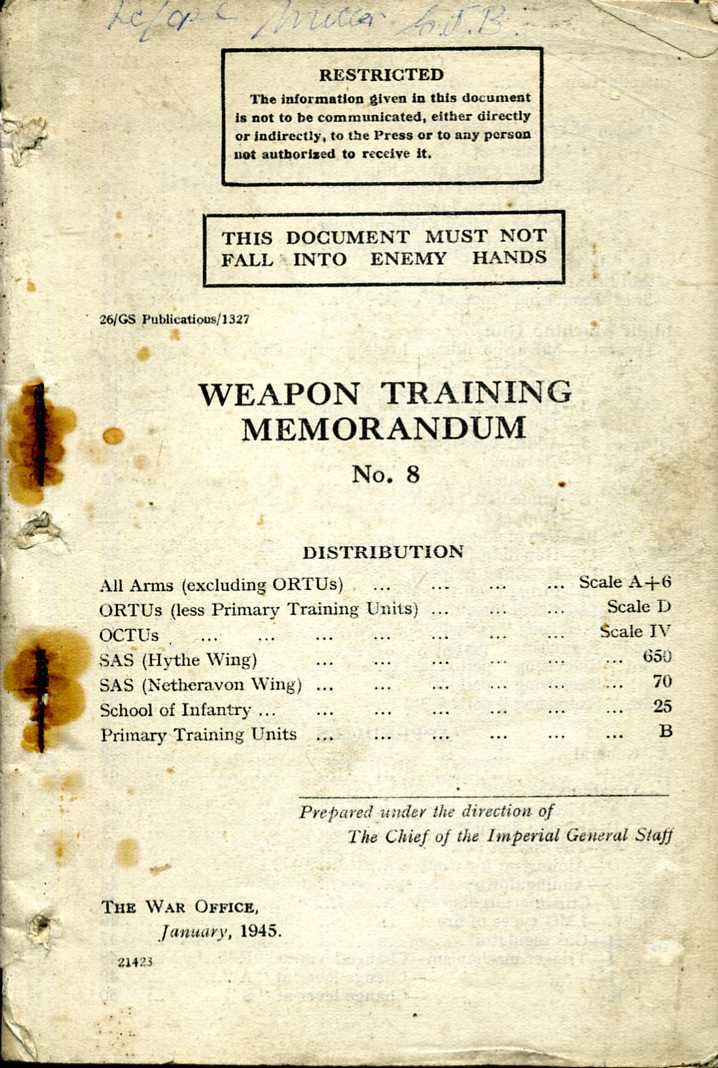Weapons Training Memorandum No8 1944