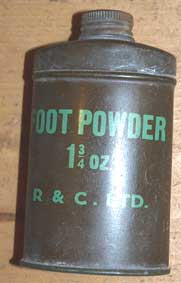 Footpowder tin 2oz or 1&3/4 oz -khaki