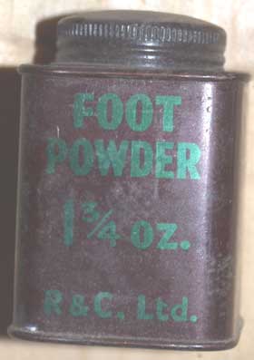 Footpowder tin, small,square