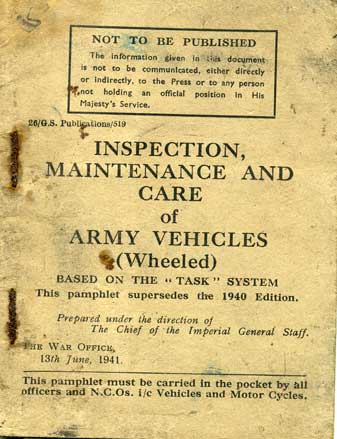Inspection, maintenece and care of Army Vehicles (Wheeled) 1941
