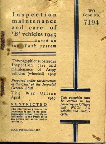 Inspection, maintenece and care of B Vehicles 1945