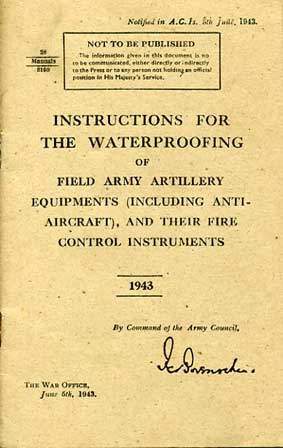 Instructions for waterproofing Field Army Artillery Equipments 193 RARE £9.50