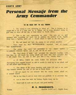 General Montgomery's message to troops of 8th Army