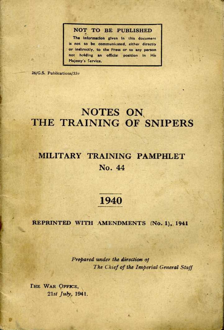 MTP No44 Notes on the Training of Snipers, Very Scarce 