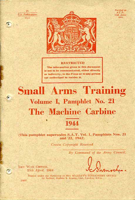 Small Arms Training No21- The Machine Carbine 1944